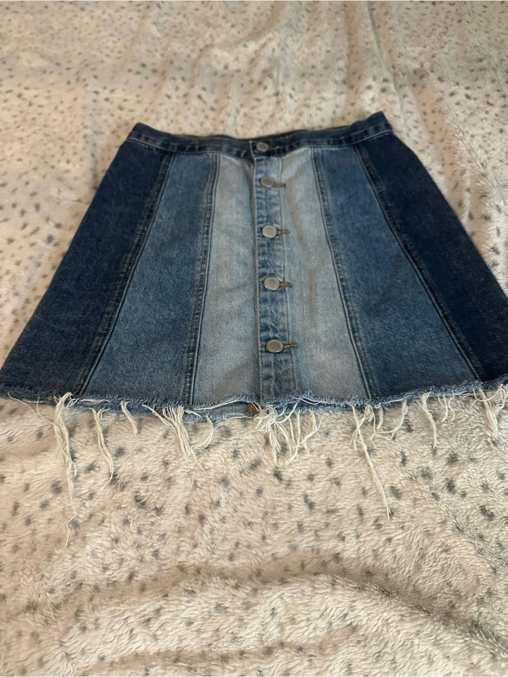 Blank NYC Two-Tone Panel Denim Mini Skirt - Blue